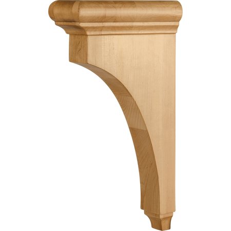 HARDWARE RESOURCES 3" Wx8"Dx14"H Rubberwood Bullnose Cap Corbel COR38-3-RW